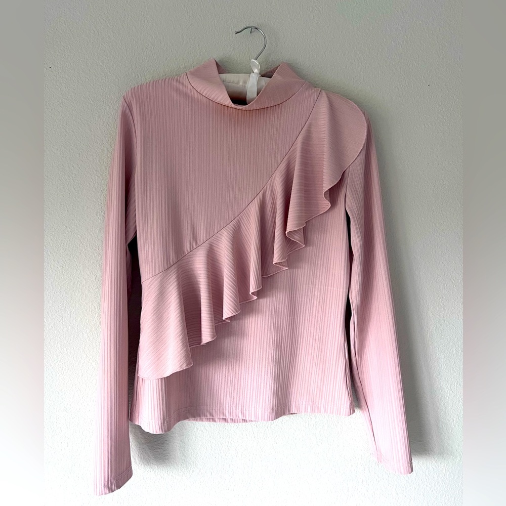 || HAUTE ROGUE || RUFFLE TOP || LONG-SLEEVE || PASTEL PINK ||